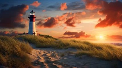 Foto op Canvas A lighthouse on top of a sand dune © Riya