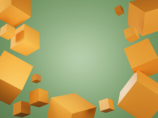Dark green background with brown square boxes stacked in 3D style.