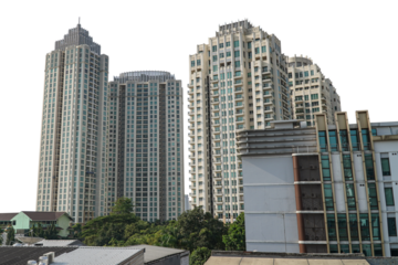 apartment in downtown city. cityscape. some people said many high building is like city landmark of jakarta amazing for design or brochure or company profile. High building transparent