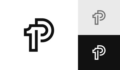 Letter 1P initial monogram logo design