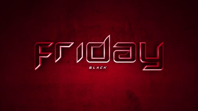 Dark monochrome Black Friday text on deep red gradient. Style for corporate promotions and holiday discounts, this motion abstract background exudes a sleek, business-savvy aesthetic