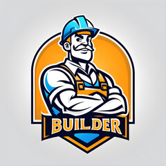 Builder man mascot logo engineer