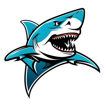 shark cartoon isolated on white mascot logo