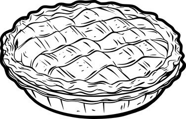 black and white drawing of a Pie