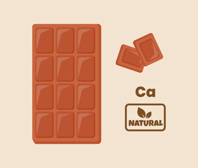 Delicious chocolate. Natural chocolate with calcium. Vector illustration