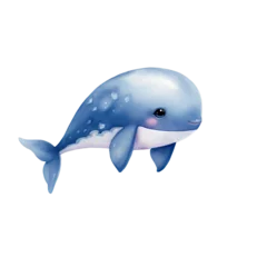 Fotobehang Whale watercolor clipart on transparent background. Generative AI illustration © Thuy Nguyen