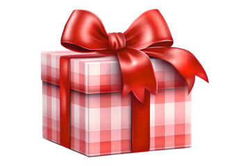 Gift Box With Red Ribbon Isolated On a Transparent Background, Generative AI
