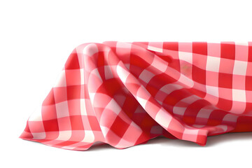 Red Folded Tablecloth Isolated Transparent Background, Generative AI