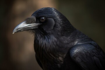 Raven with a dark plumage. Generative AI