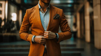 Confident businessman in a well-tailored suit exuding professional elegance and executive presence.