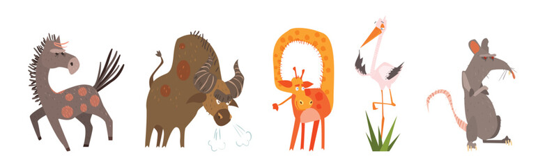 Funny Animal and Comic Creature Character Vector Set