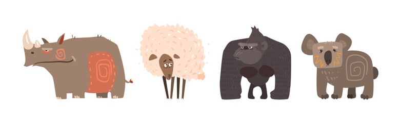 Funny Animal and Comic Creature Character Vector Set