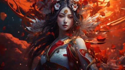 Amaterasu - The chinses goddess of the sun.generative ai
