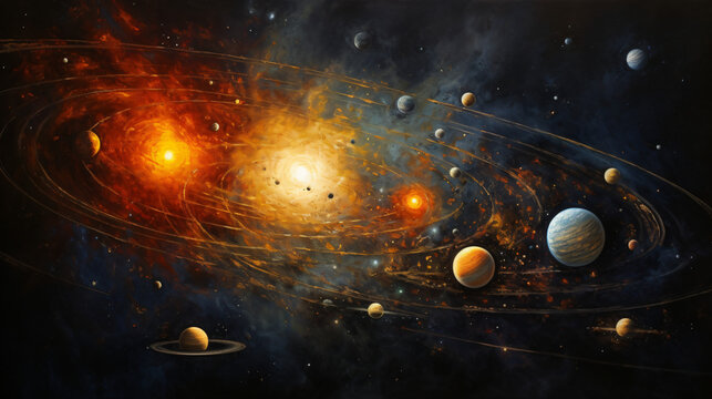  A painting of the solar system with its planets
