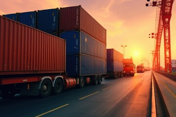 Logistics concept, Logistics and transportation of global containers for background