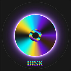 Bright colored disk on a dark background. Vector illustration