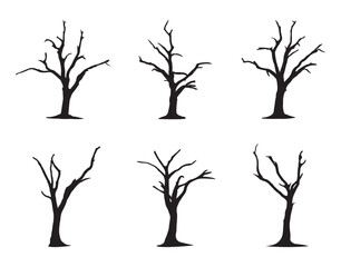 vector collection of tree silhouettes without leaves