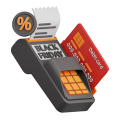 3d rendering card swipe machine isolated useful for sale, discount, advertising, promo and marketing