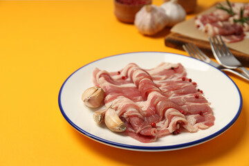 Meat food and tasty food concept - delicious bacon