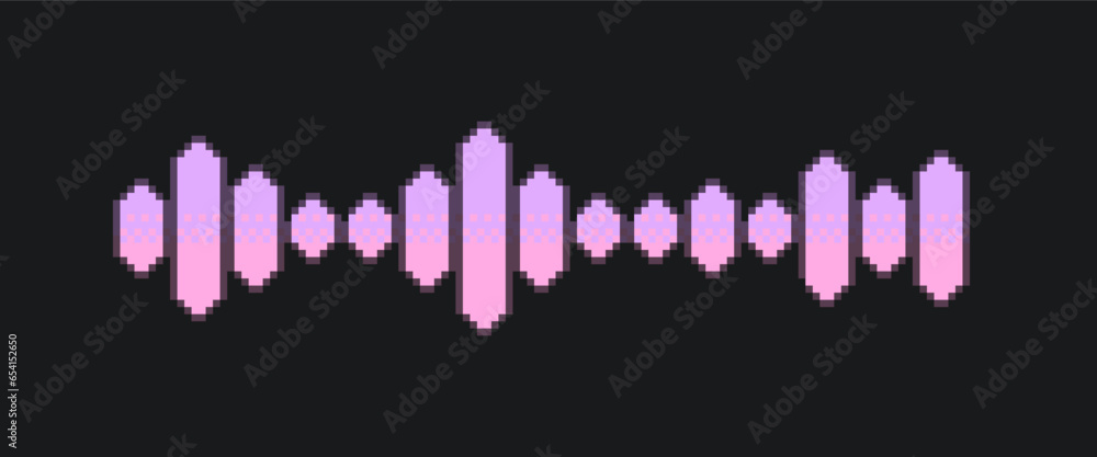 Aufkleber abstract pixel art pink gradient bold wave line visualizer illustration