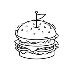 burger line art