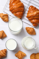 Breakfast tasty food concept - milk with bakery products