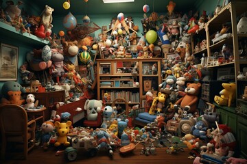 A room filled with children's toys. Generative AI
