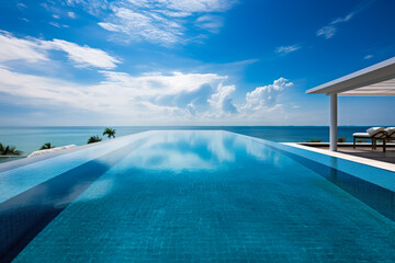 Fototapeta na wymiar Luxurious infinity pool providing a serene view of a tranquil ocean 