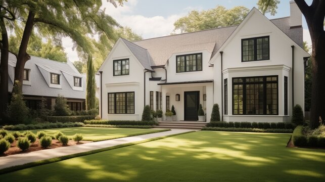 Design an exterior home with white painted brick.