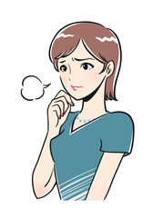 ため息交じりで悩む上品な若い女性
