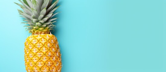 Pineapple piece on a isolated pastel background Copy space