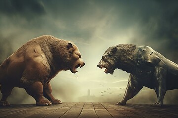 Bull vs. bear stock market game. Generative AI
