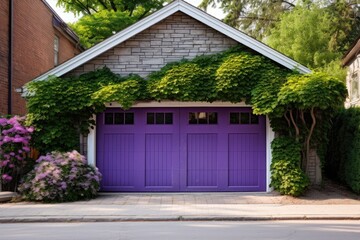 Fototapeta na wymiar Garage door with a driveway in front.