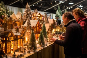 Naklejka premium Christmas decorations at Christmas market.