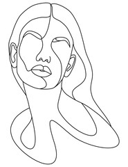 The face is a line. Portrait of a woman. Face, solid drawing of lines.