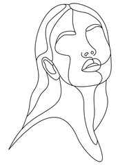 The face is a line. Portrait of a woman. Face, solid drawing of lines.