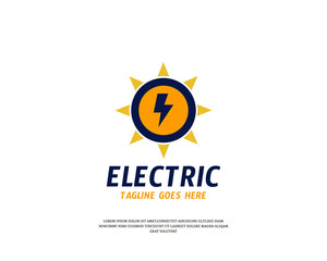 electric with ornament sun logo design