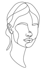 The face is a line. Portrait of a woman. Face, solid drawing of lines.