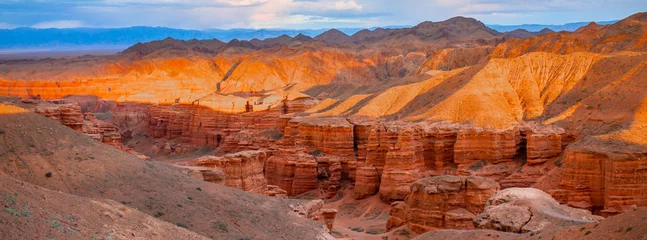 Fotobehang Natural unusual landscape red canyon of unusual beauty is similar to the Martian landscape, the Charyn canyon © Vera