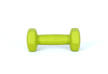 green rubber dumbbell isolated on white background