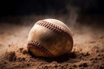 Fototapeta na wymiar Background showing dusty baseball ball. Generative AI