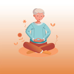 woman meditation simple background vector