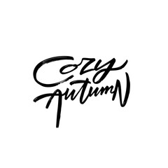 Cozy autumn black color text. Hand drawn vector lettering autumn season.