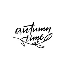 Autumn time handwritten black color lettering phrase.