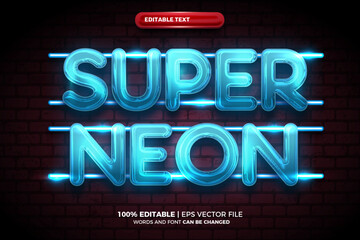 Super Future Neon Blue 3D Editable text Effect Style