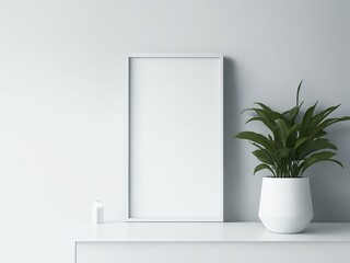 Empty Frame in White Room, using Generative ai