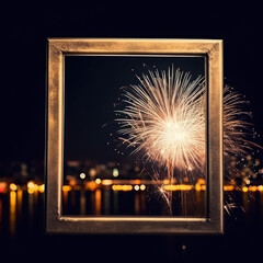 a firework empty picture frame 
