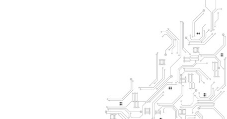 Black circuit diagram on white background. High-tech circuit board connection system.Vector abstract technology on a white background.