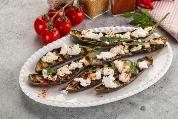 Grilled eggplant with feta cheese