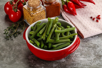 Vegan cuisine - boiled green bean